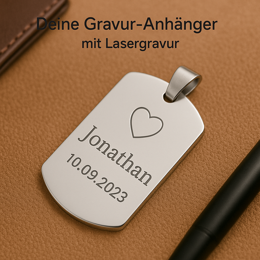 Edelstahl-Anhänger mit individueller Gravur – ohne Kette