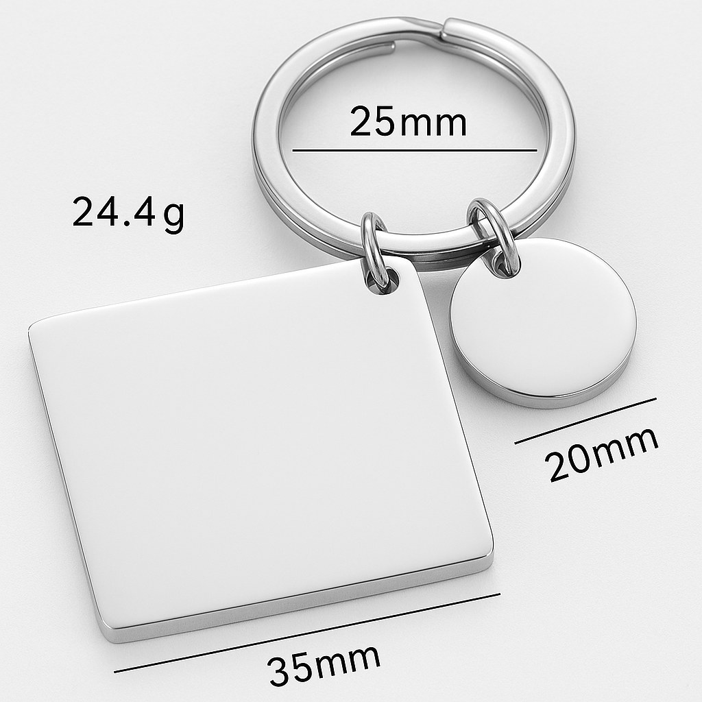 Edelstahl-Schlüsselanhänger mit Gravur – Blanko Optokult
