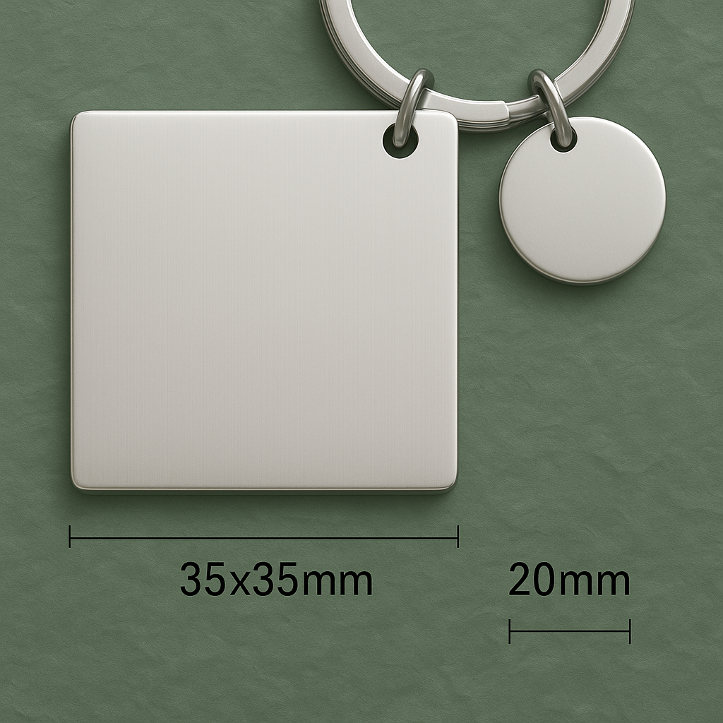 Edelstahl-Schluesselanhaenger mit Gravur – Quadrat & Kreis vorlage Optokult