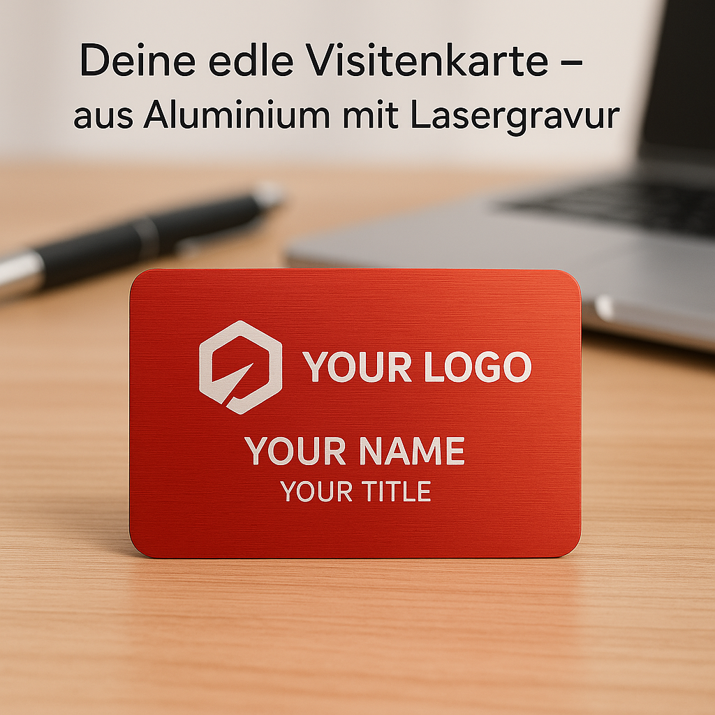 Personalisierte Aluminium Visitenkarte Vorschau Rot Optokult