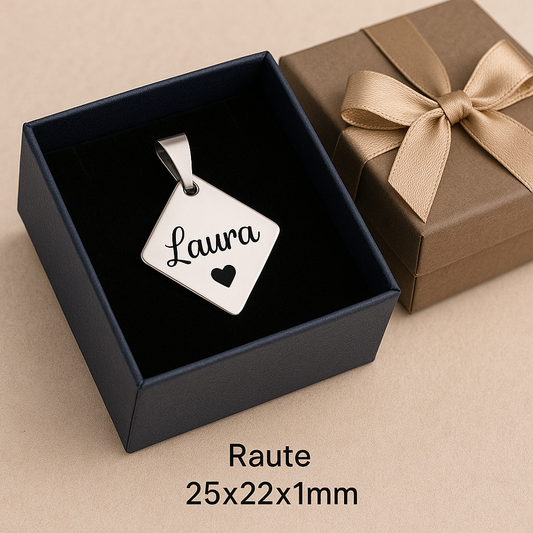 Personalisierter Raute-Anhänger – Edelstahl-optokult